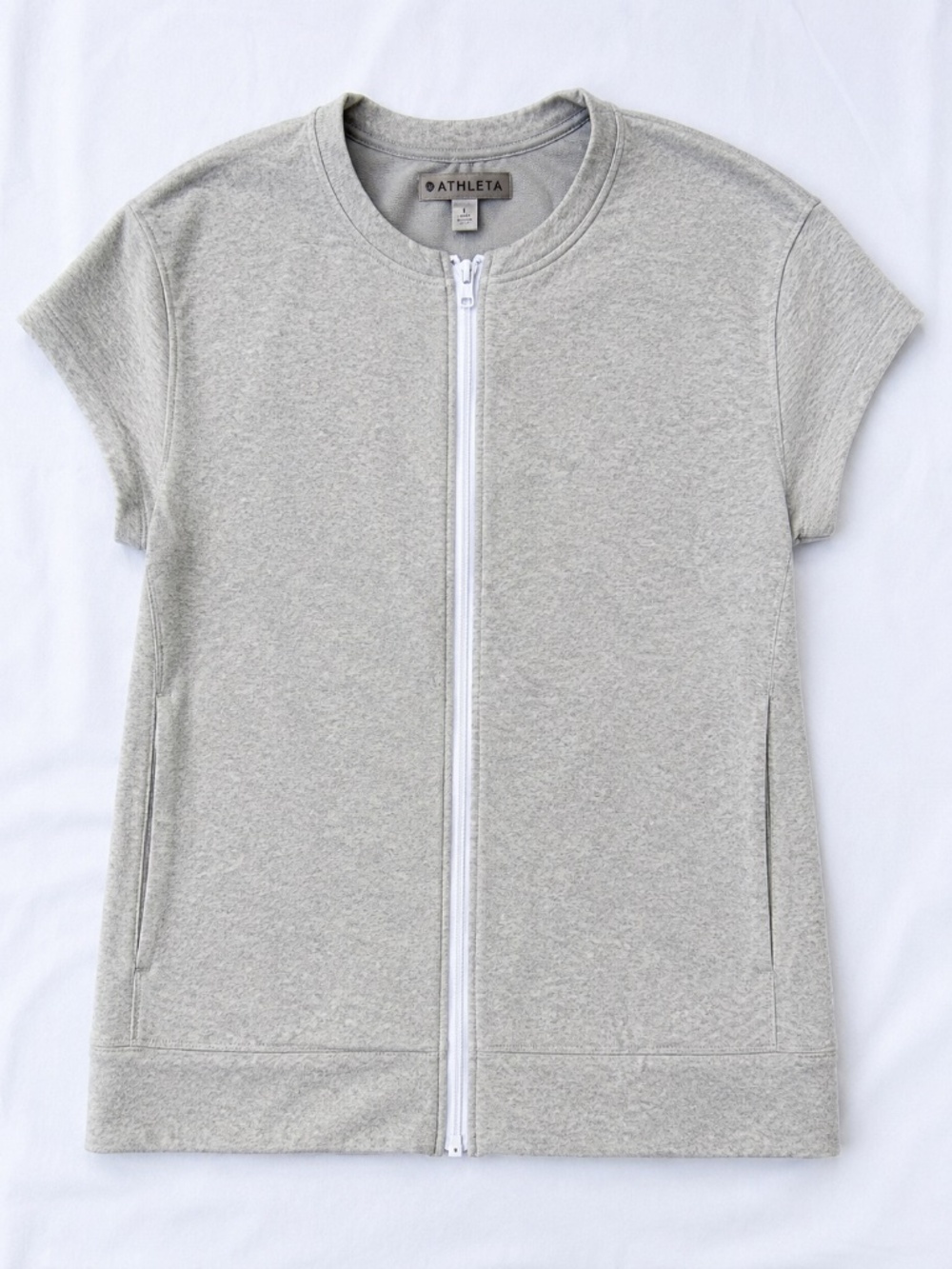 Athleta Gray Fleece Tunic Sweatshirt Back Zip Large